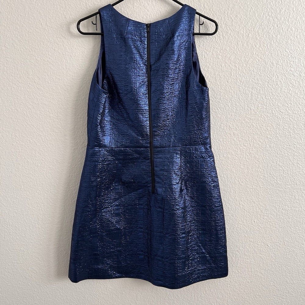 NWT 12 Milly Metallic Fit Flare Dress Sleeveless Textured Shimmer Party Wool - Picture 3 of 14